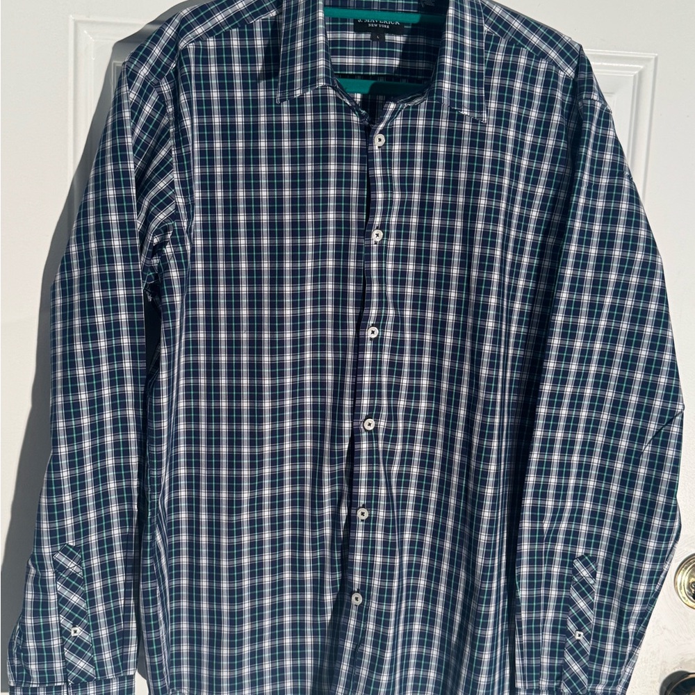 Classic Navy Plaid Button-Down Shirt
